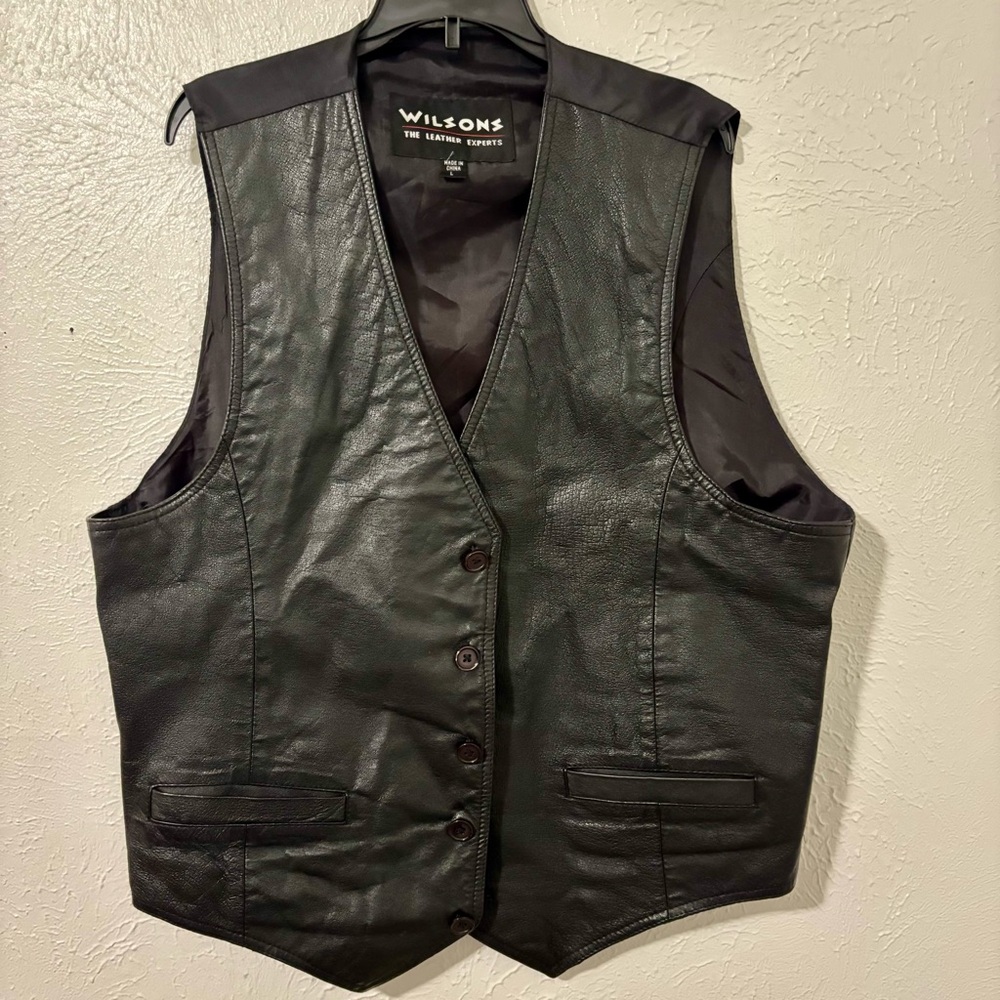 Wilson Black Leather Jacket Vest L